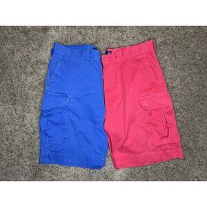 POLO RALPH LAUREN VINTAGE 90s Y2k Cargo Shorts Blue Red Outdoor Lot Of 2 Sz 40